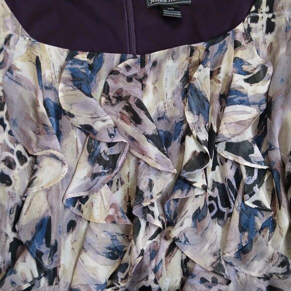 NWT Jessica Howard Purple Blue Ruffled Midi Dress Sleeveless Women's 24W - Picture 6 of 10